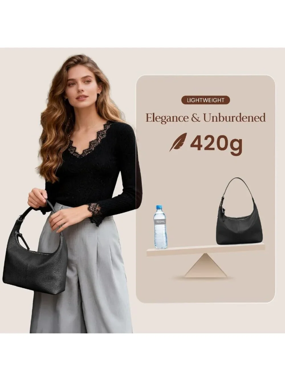 Trendy Slouchy Hobo Bag for Women | Ultra Lightweight Leather Shoulder Purse